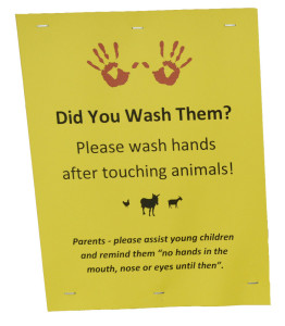 This sign is posted near the petting zoo at the Fryeburg Fair.