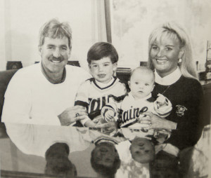 The Walsh family in the 1990s, from left, Shawn, Tyler, Travis and Tracey.