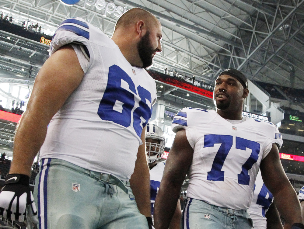 Offensive tackles Doug Free, left, and Tyron Smith are two of the five reasons the Dallas Cowboys are so strong in the trenches.