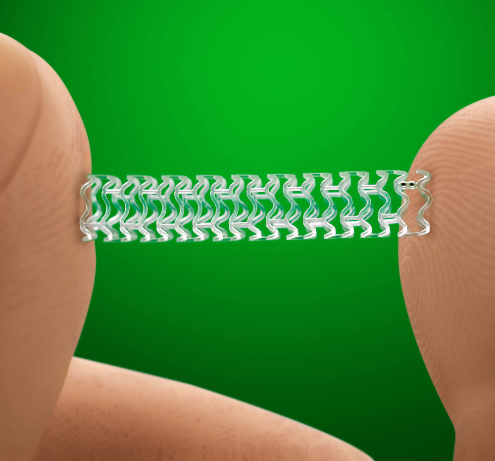 Already sold in Europe by Abbott Vascular, a new type of heart stent, “Absorb,” works like dissolving stitches. It is not yet FDA-approved.