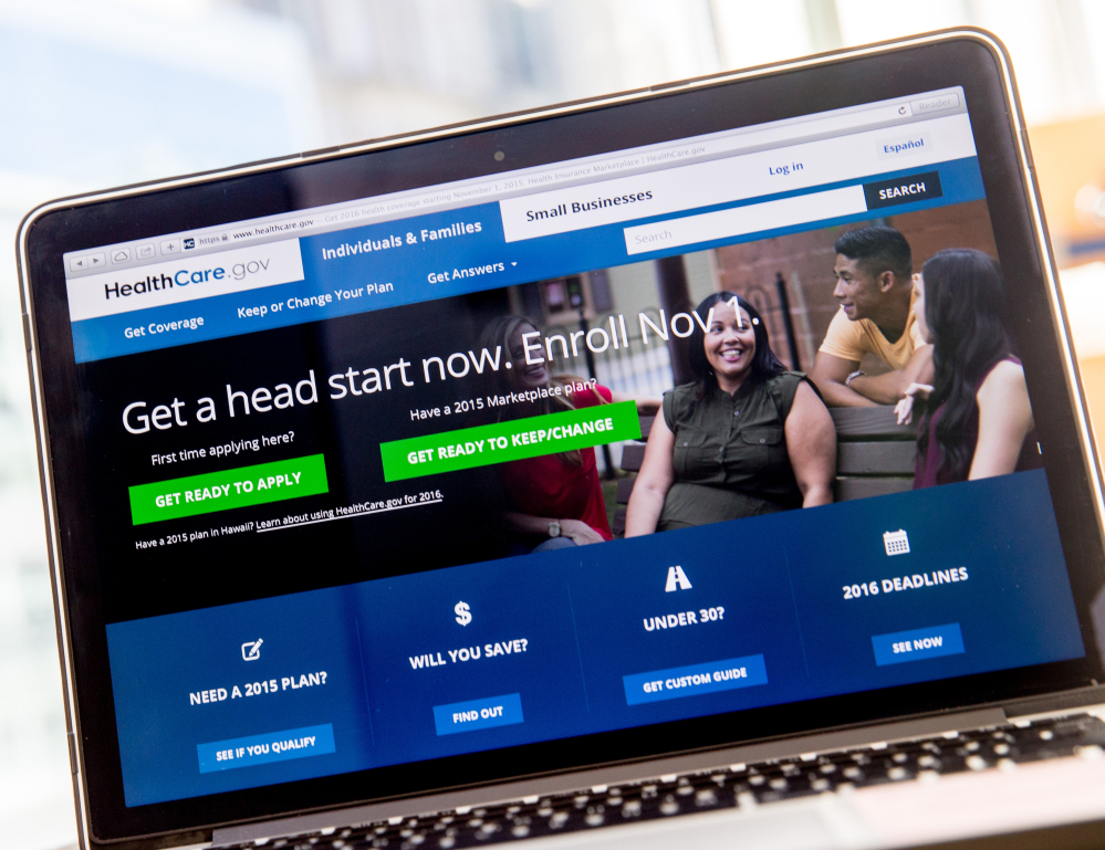 The HealthCare.gov website, where people can buy health insurance, is displayed on a laptop screen in Washington, D.C., this month.