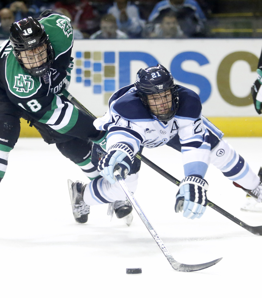 Cam Brown, right, and the Black Bears are energized after their good play vs. North Dakota last weekend.