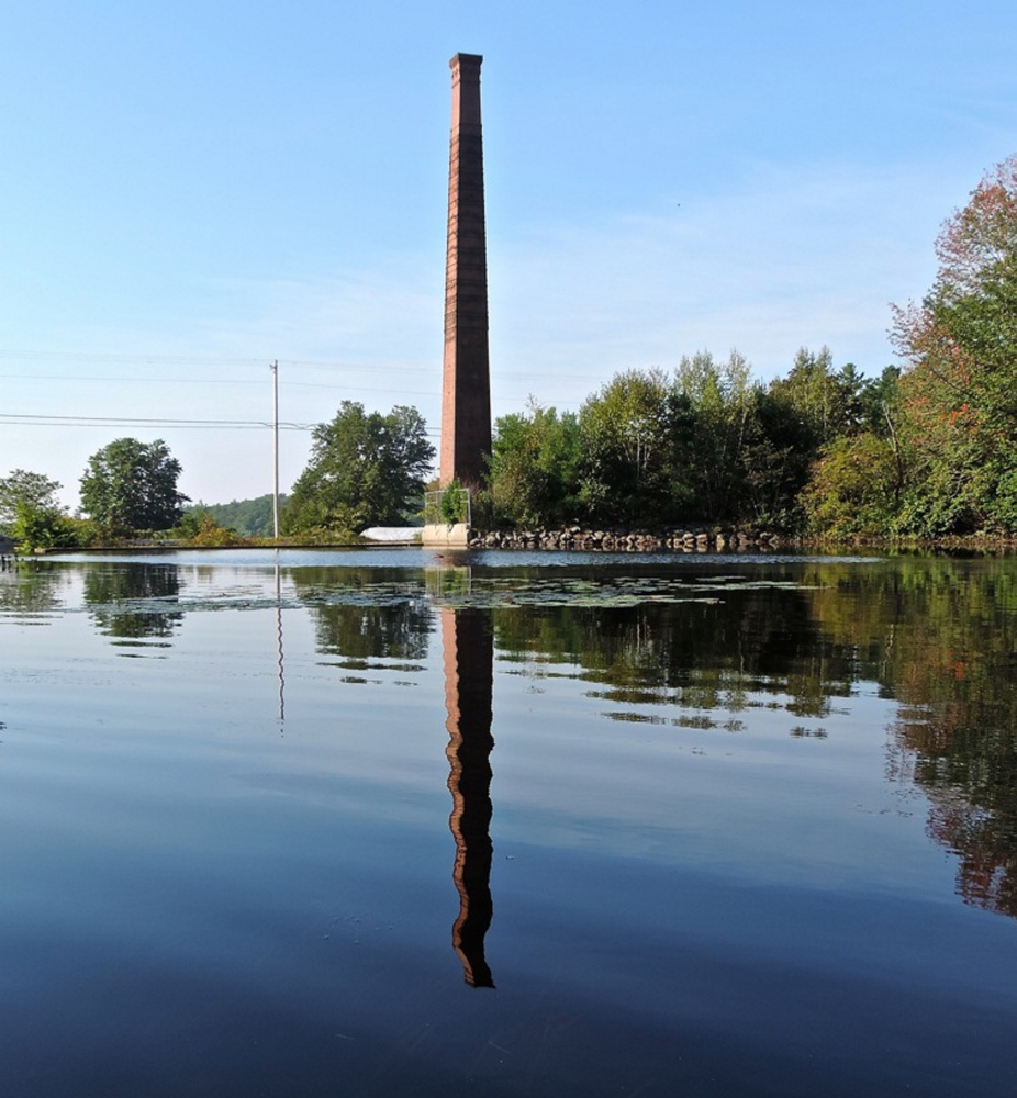 Towering over Taylor Pond, this 101-foot chimney is a landmark in Mt. Vernon, all that remains of a tannery built in 1881. Taylor Pond and nearby Hopkins Pond make for a lovely fall outing by canoe.