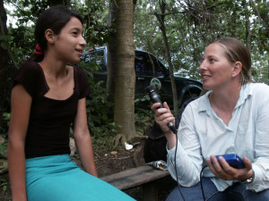 Reed interviews a girl in Calpules, Honduras.