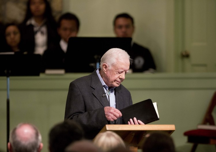Jimmy Carter teaches Sunday school in his hometown of Plains, Ga. His campaign was funded entirely by public money through a voluntary check-off on IRS Form 1040, making him accountable to the people, a letter writer says.