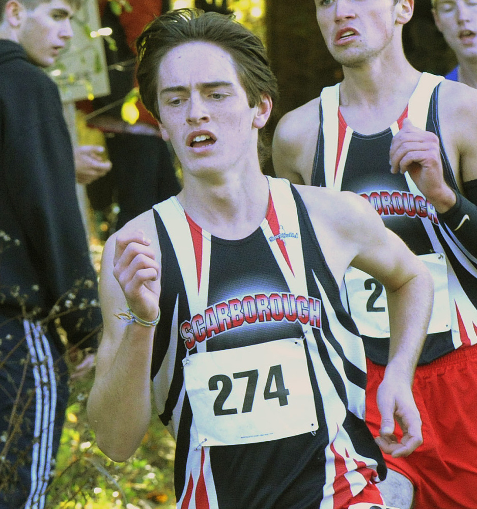 Colin Tardiff finished first to help Scarborough win the Class A South meet, and the Red Storm look poised to capture the state title as well.