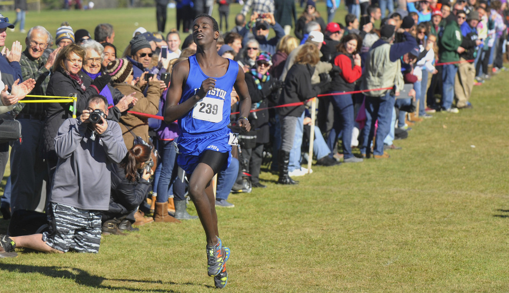 Osman Doorow of Lewiston wanted to break 16 minutes in winning the Class A title. A late slip meant he finished in 16:17 but that was still the best of the day regardless of class.