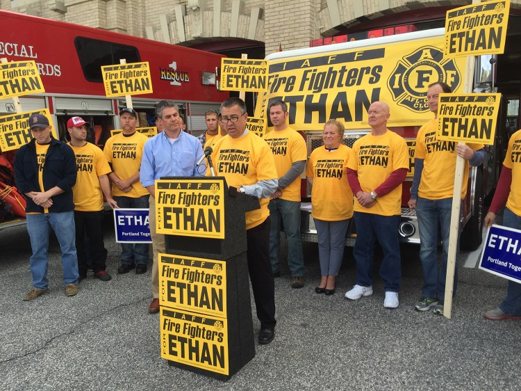 John Brooks, president of the Portland Professional Fire Fighters Union, announced Monday that the 250-member is supporting former state Sen. Ethan Strimling in the Portland mayor's race. Randy Billings/Staff Writer