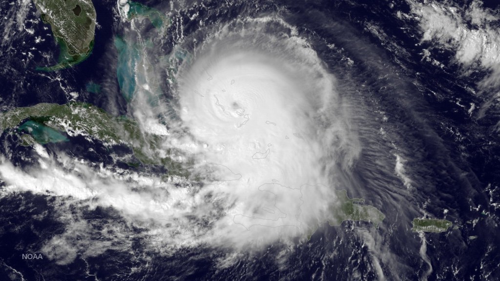 This image published by the National Oceanic and Atmospheric Administration's Environmental Visualization Laboratory shows Hurricane Joaquin over the Bahamas as photographed by a satellite Thursday afternoon.