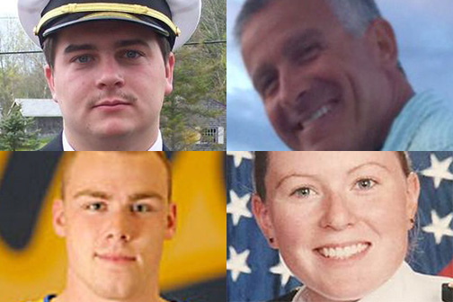 Pictured left to right, top to bottom, are Michael Holland of Wilton, Capt. Michael Davidson of Windham, Dylan Meklin and Danielle Randolph, both of Rockland.