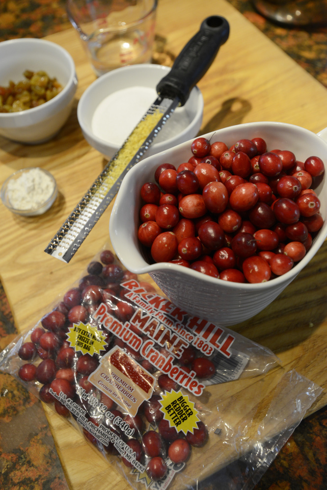 The ingredients for mock cherry pie filling made with Maine-grown cranberries.
Shawn Patrick Ouellette/Staff Photographer