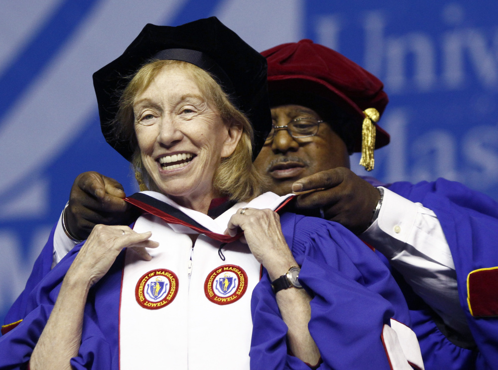 Author Doris Kearns Goodwin, pictured at the University of Massachusetts-Lowell commencement in 2010, was paid $45,000 for making a speech during Leadership Week at the University of Maine in 2012.