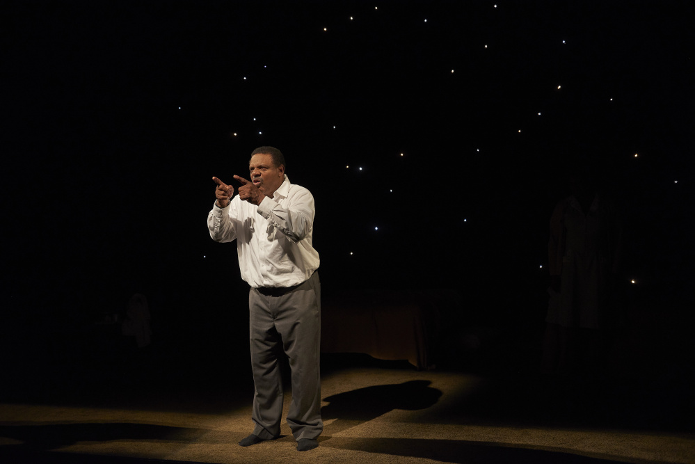 Harvy Blanks portrays Dr. Martin Luther King, Jr. in Portland Stage’s “The Mountaintop.” The show runs through Nov. 22.