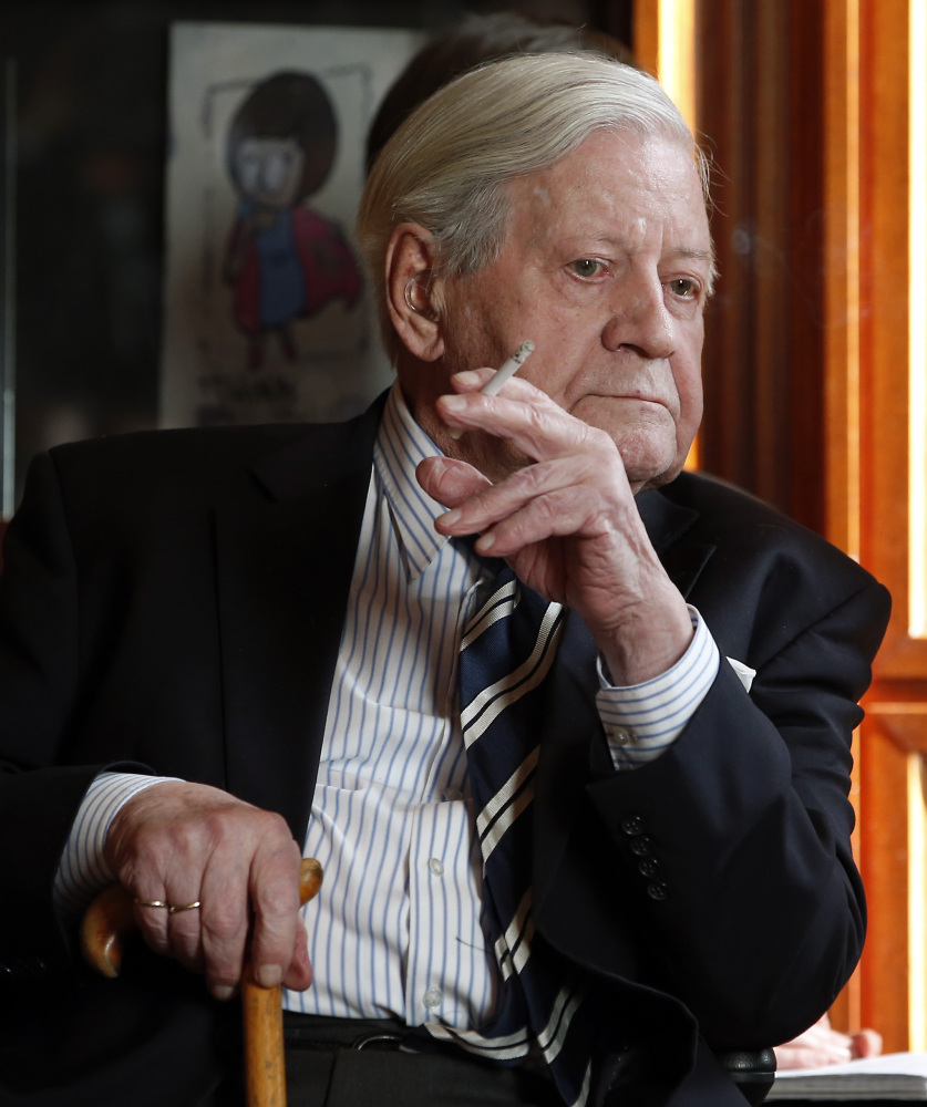 Helmut Schmidt led West Germany from 1974 to 1982. He died Tuesday at age 86.