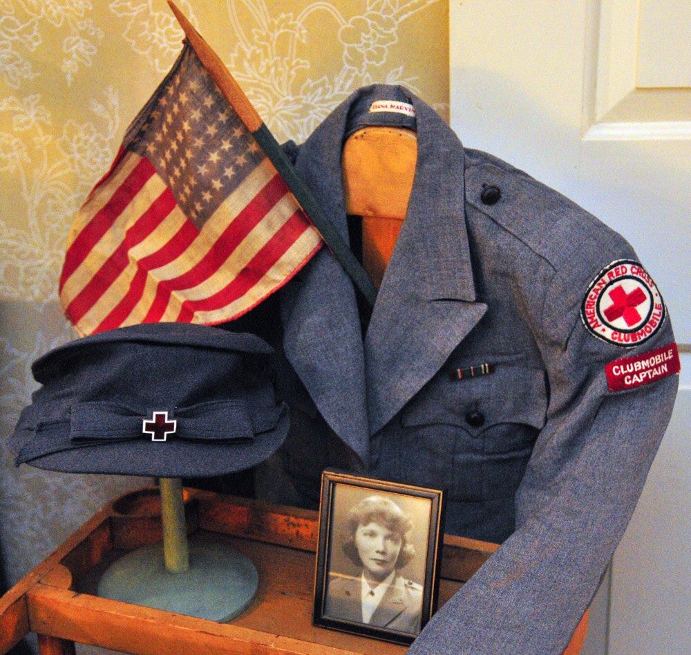 AUGUSTA, ME - NOV. 11: Diana Marvin Gibson's World War II Red Cross uniform is on display during a Veterans Day event on Wednesday Nov. 11, 2015 at Vaughan Homestead Foundation in Hallowell. (Photo by Joe Phelan/Staff Photographer)