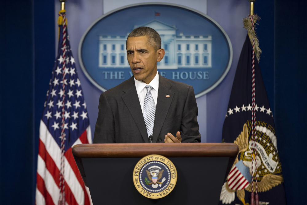 President Obama speaks about Friday’s attacks in Paris from the briefing room of the White House. He called the attacks an “outrageous attempt to terrorize innocent civilians” and vowed to do whatever it takes to help bring the perpetrators to justice.