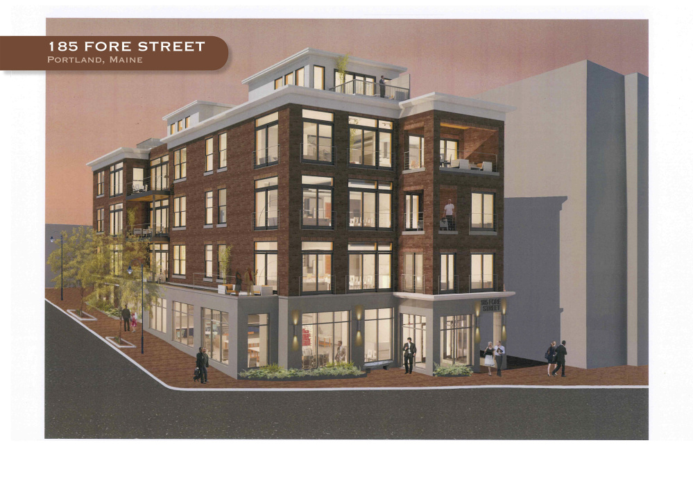 One of two planned real estate projects downtown – this one is for a site at 185 Fore St.