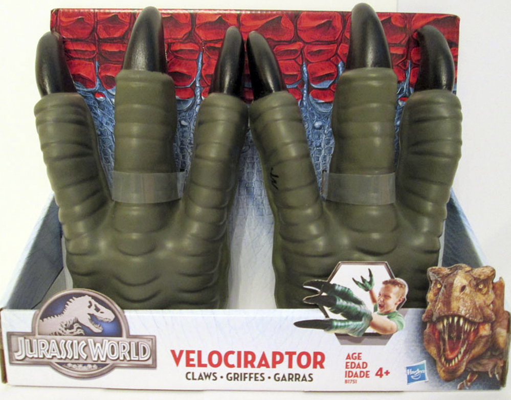 Foam dinosaur gloves produced by Hasbro carry potential for eye and facial injuries, WATCH claims.