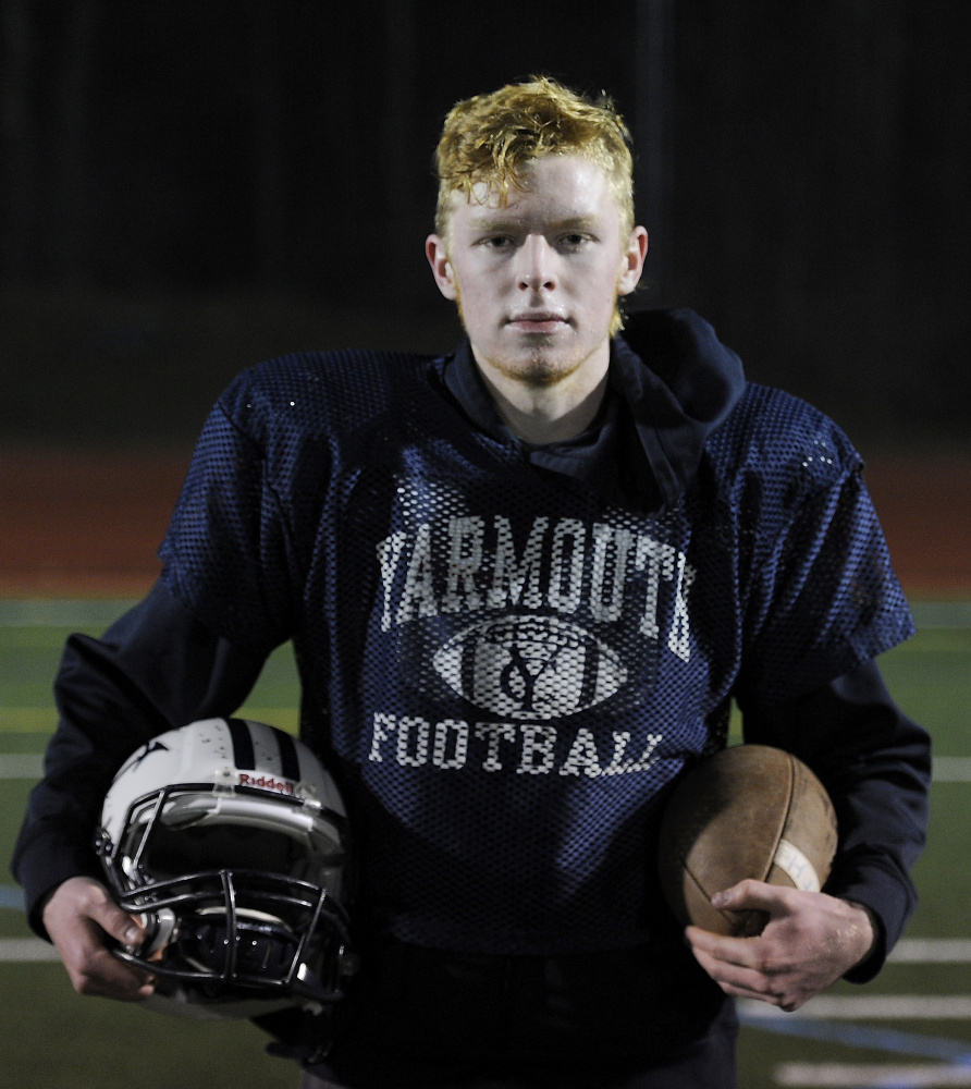 Yarmouth’s Andrew Beatty is 5 for 9 on field goals this year, with four of those successful kicks from over 40 yards.
