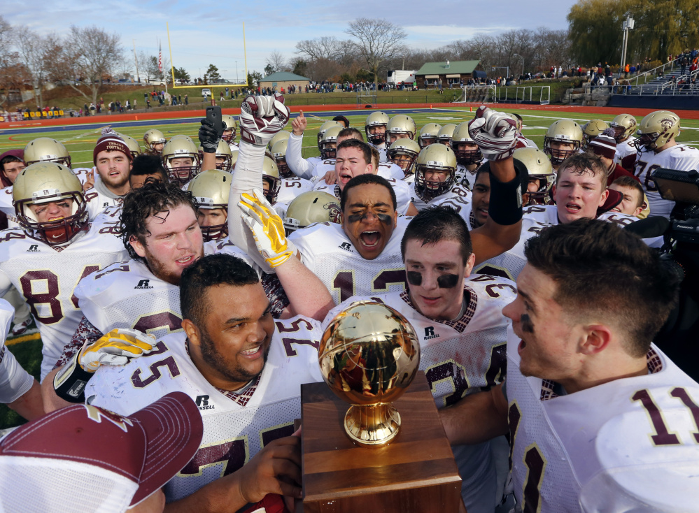 Thornton Academy jumped ahead 14-0, gave up 14 points, then pulled away from Portland for the Class A football state championship on Saturday at Fitzpatrick Stadium in Portland.
