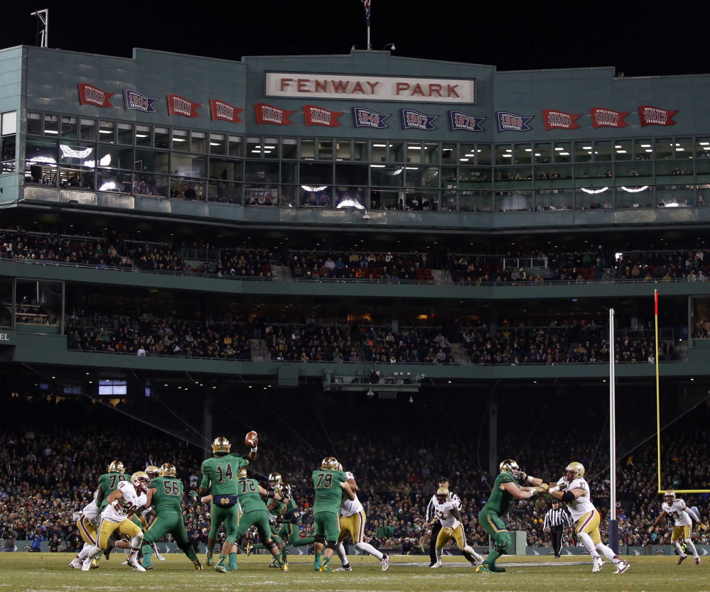 Notre Dame and Boston College staged a thrilling 19-16 game at Fenway Park on Saturday, followed by a rowdy battle of Irish hurling – Galway vs. Dublin – the next day.