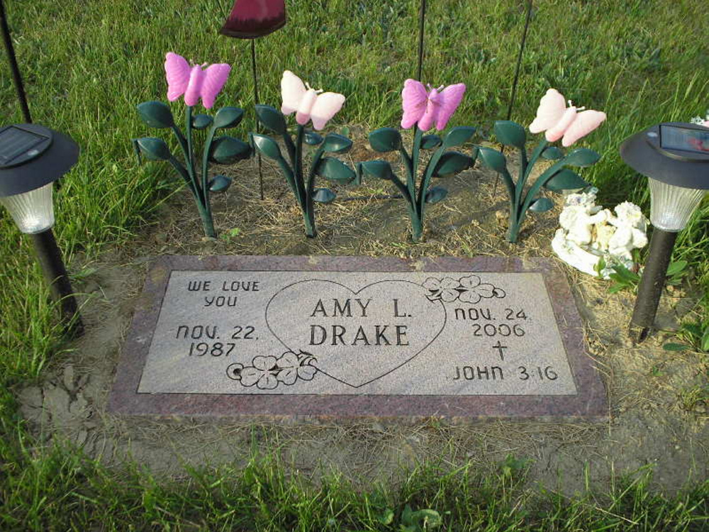 Amy Drake’s grave in Livermore Falls. Drake, the mother of a 2-year-old, was murdered in 2006 and police are still actively working on the case nine years after her body was found in Norridgewock.