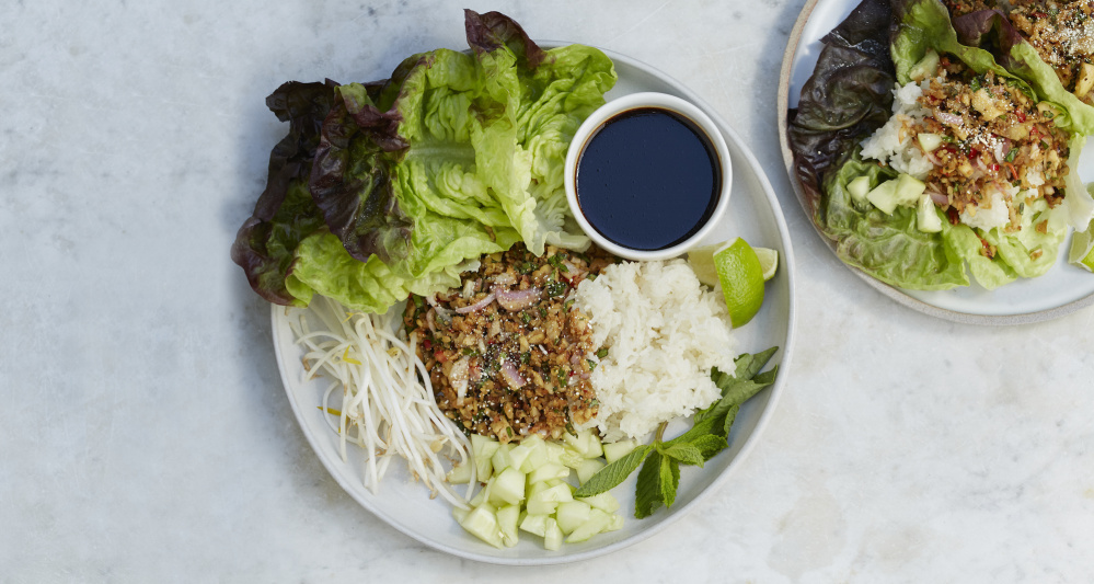 This tofu larb dish is one of the recipes available from the all-vegan meal kit company Purple Carrot.