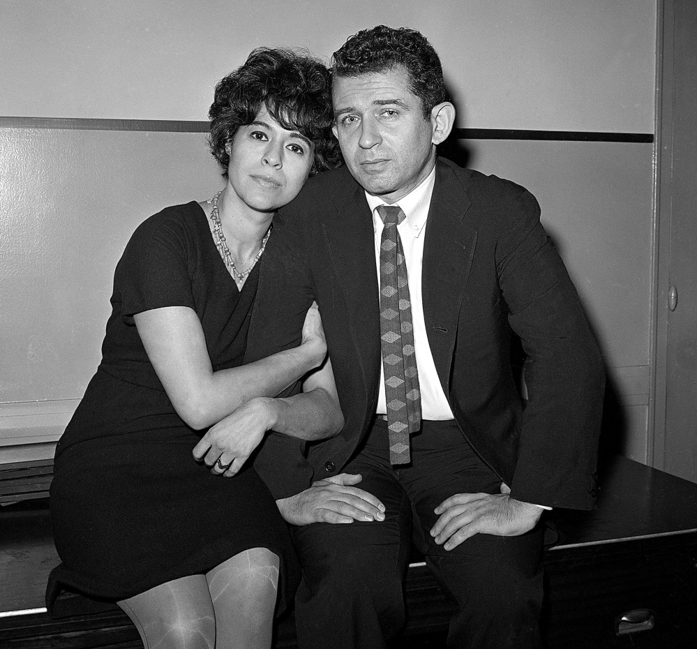 Author Norman Mailer and his then-wife, Adele, sit in court as he faces an assault charge for stabbing her in 1960. Adele Mailer declined to press charges. Norman Mailer died in 2007.