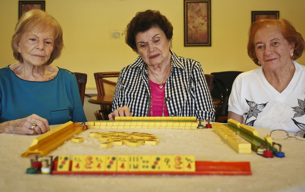Friends, from left, Lee Delnick, 86, Zelda King, 87, and Bernice Wexler Diamond, 89, were investigated for betting on mahjong in their condominium’s clubhouse in Altamonte Springs, Fla.