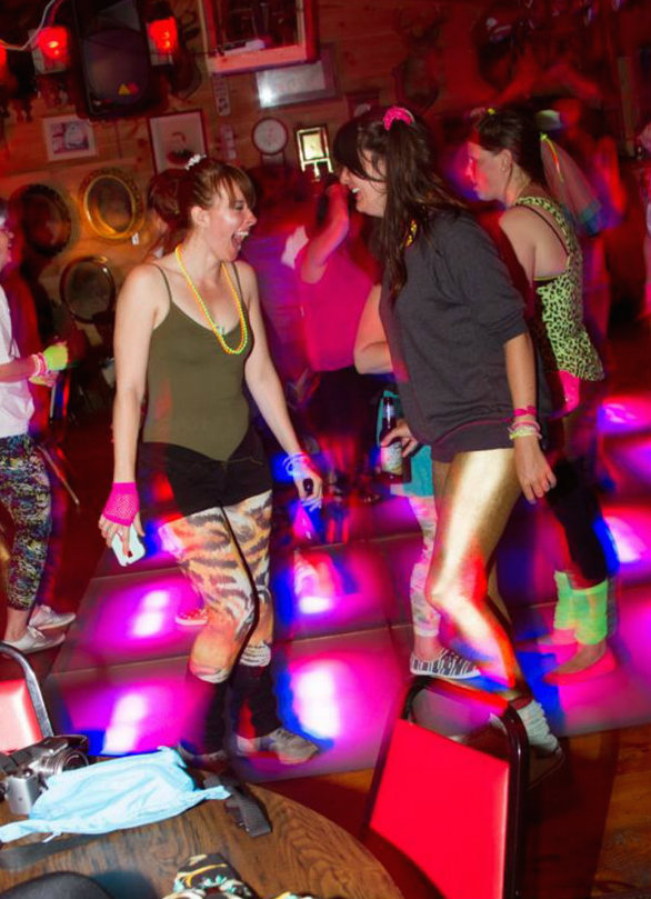 The light-up dance floor is among the attractions at Bubba's Sulky Lounge in Portland.