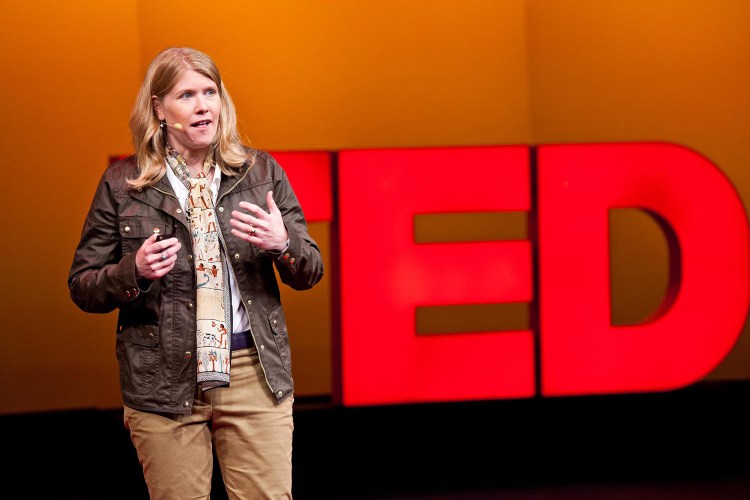 Sarah Parcak speaks during the Fellows talks at the 2012 TED Conference in Long Beach, Calif. Parcak, who grew up in Bangor and is an anthropology professor at the University of Alabama in Birmingham, won the 2016 TED Prize.