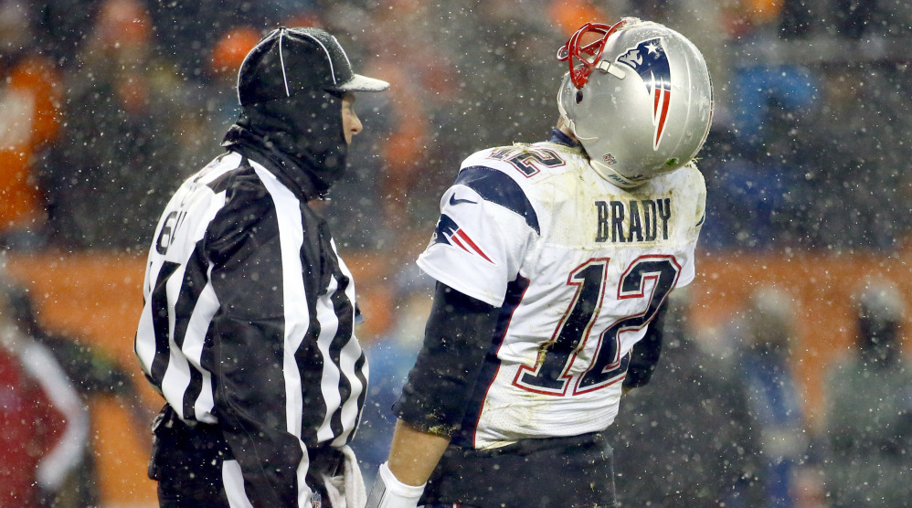 Tom Brady was not happy with officials during the Patriots’ loss to the Broncos on Sunday night, becoming especially upset about a pass interference call on Rob Gronkowski.