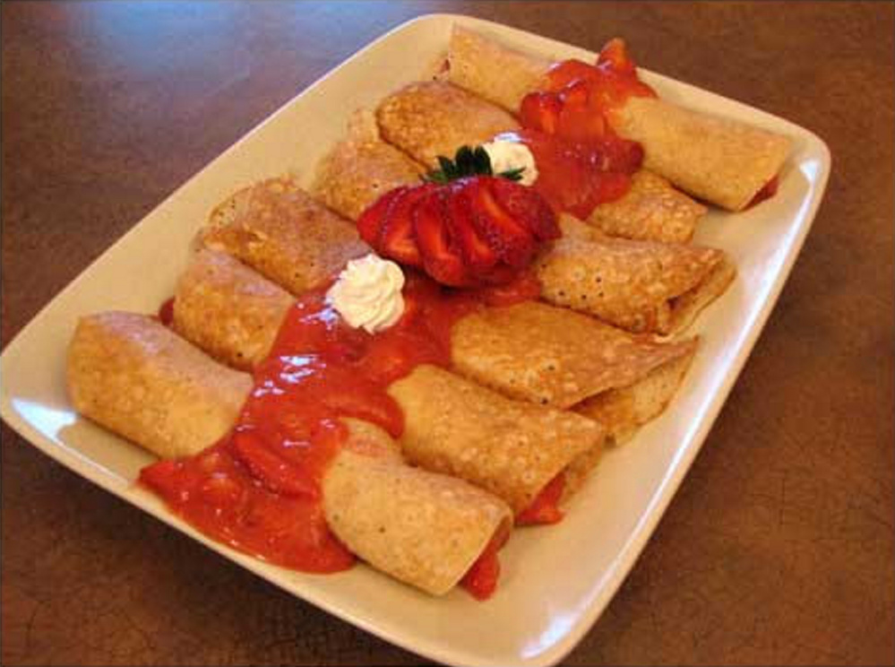 Vegan crepes from chef Cheryl Farley are made with tofu, brown rice flour and cashews.
