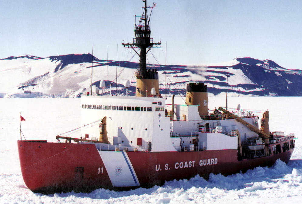 The Coast Guard's icebreaker Polar Sea is shown in the ice channel near McMurdo, Antarctica in 2002. Maine's U.S. Sen. Angus King sees benefits for Maine if the U.S., which currently has only five icebreakers, decides to build more.