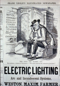 A political cartoon from 1882 about the Chinese Exclusion Act.