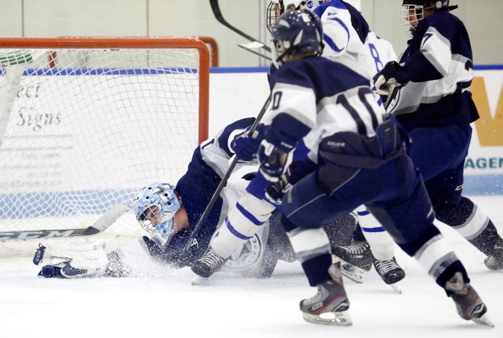 Dan Latham of Yarmouth has made 30-plus saves in three straight games. On Saturday the sophomore made 41 saves for the Clippers, who scored four straight goals to erase a 1-1 tie and went on to beat Kennebunk at Harold Alfond Forum in Biddeford.
