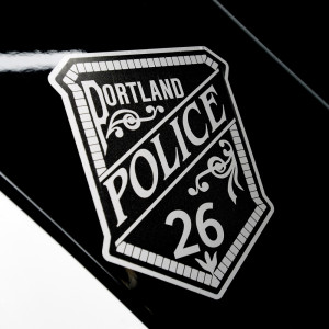 PORTLAND, ME - DECEMBER 15: A new decal on a police cruisers in Portland in honor Officer Charles McIntosh who was killed in the line of duty in 1915. Tuesday, December 15, 2015. (Photo by Shawn Patrick Ouellette/Staff Photographer)
