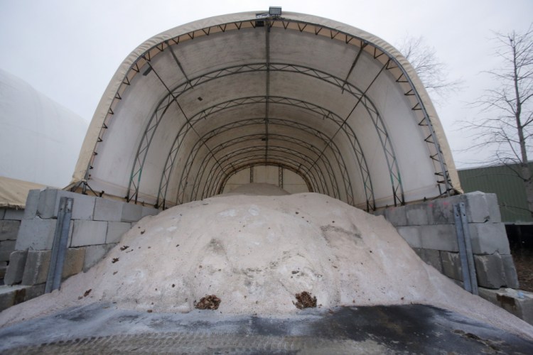 The city of Portland’s salt shed remains well-stocked in this snowless December, and the forecast calls for mild weather without snow through Christmas and beyond.