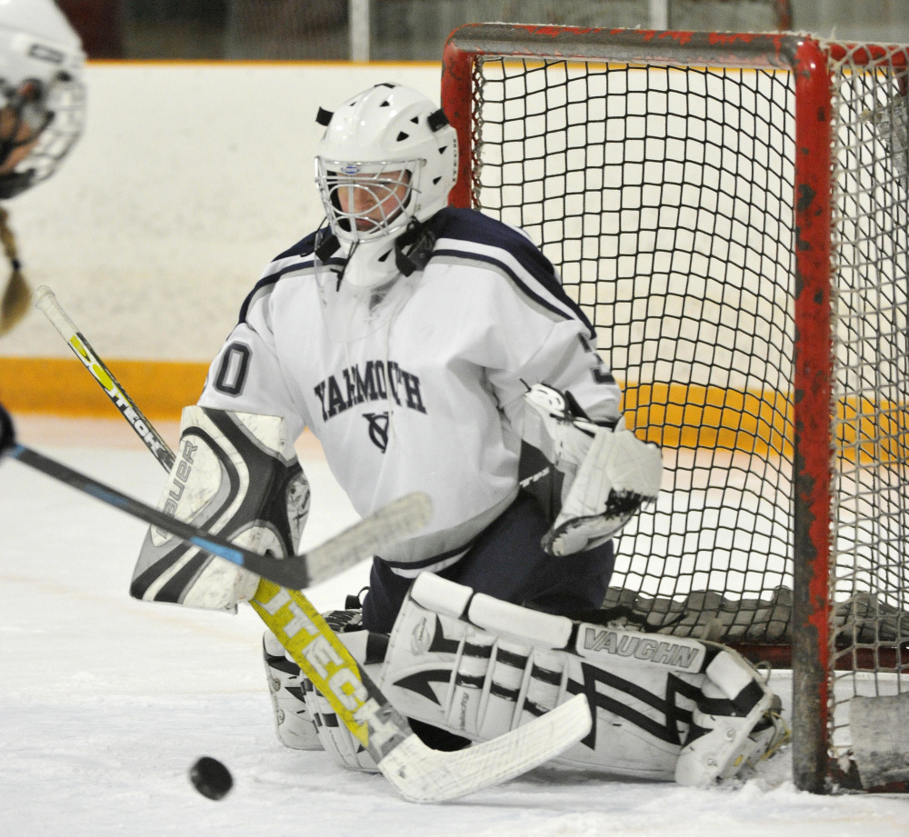 Miranda O’Shea has the natural aggression needed by a hockey goalie. “When she played basketball, she fouled out of every game,” says her mother. She’s improving on the ice, game by game.
