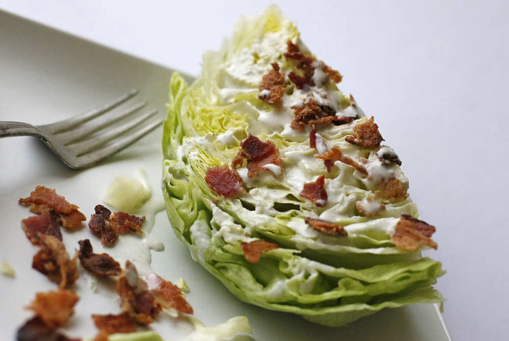 Buttermilk, Bacon Grease and Blue Cheese Dressing on iceberg lettuce.