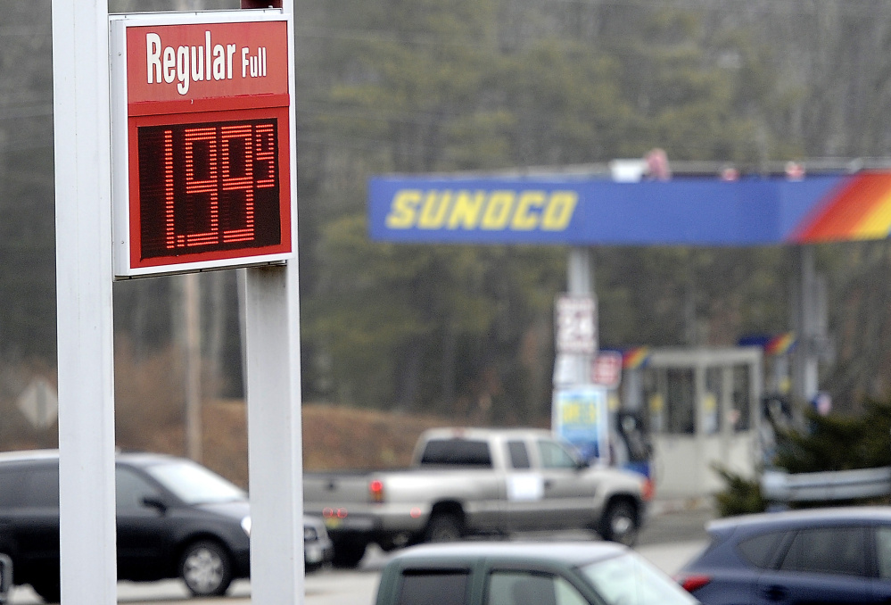 The price of gas has dropped to $1.99 at the Sunoco Gas Station in Buxton.