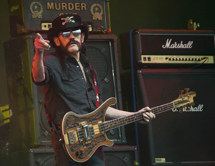Motorhead bassist Lemmy Kilmister performs June 26 at the Glastonbury Music Festival in England. Kilmister, the Motorhead frontman whose outsized persona made him a hero for generations of hard rockers and metal-heads, died Monday.
Photo by Joel Ryan/Invision/AP
