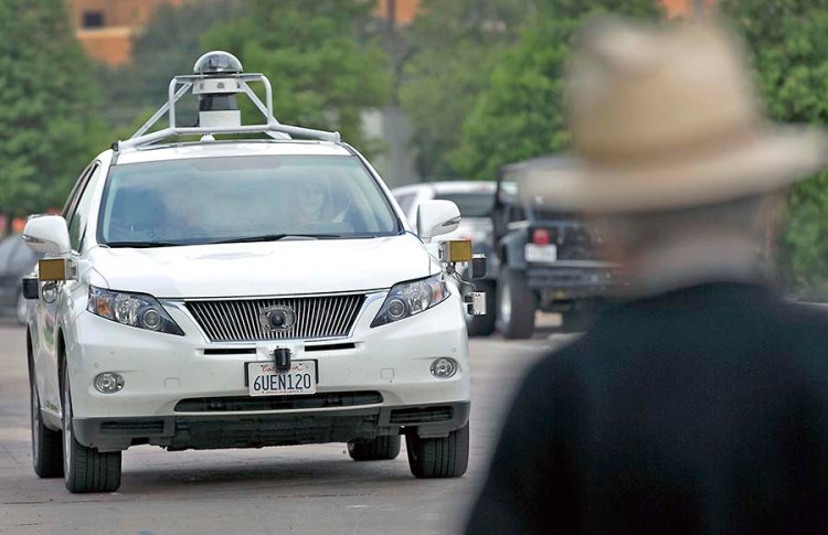 A Google self-driving SUV plies the highways in Austin, Texas, where state law does not prohibit cars without pedals and a steering wheel. Ralph Barrera/Austin American-Statesman via AP