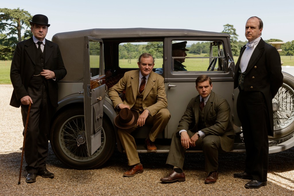 From left, Brendan Coyle as Bates, Hugh Bonneville as Lord Grantham, Allen Leech as Tom Branson and Kevin Doyle as Molesley.
Nick Briggs/Masterpiece