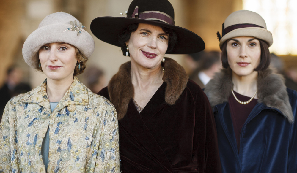Laura Carmichael, left, as Lady Edith Crawley, Elizabeth McGovern as Cora, Countess of Grantham, and Michelle Dockery as Lady Mary Crawley.