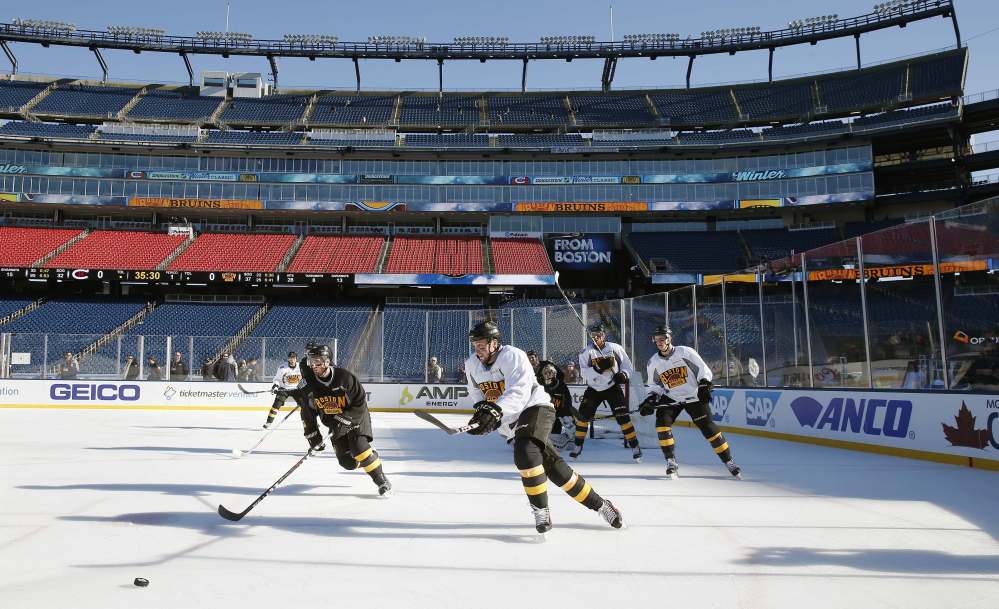 It’s just down the road yet light years from the TD Garden for the Boston Bruins, who prepared Thursday in Gillette Stadium – home of the New England Patriots – to take on the Montreal Canadiens in the NHL’s annual Winter Classic on Friday.