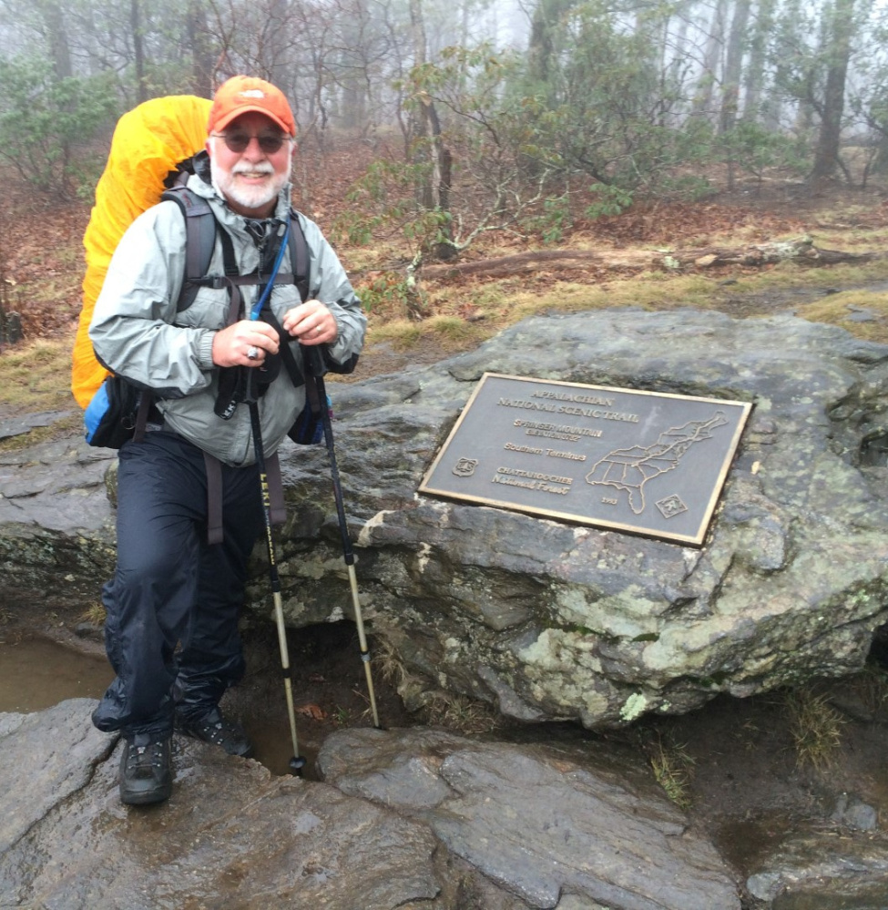 Carey Kish at the start of the Appalachian Trail in Springer Mountain, Ga., on March 18.