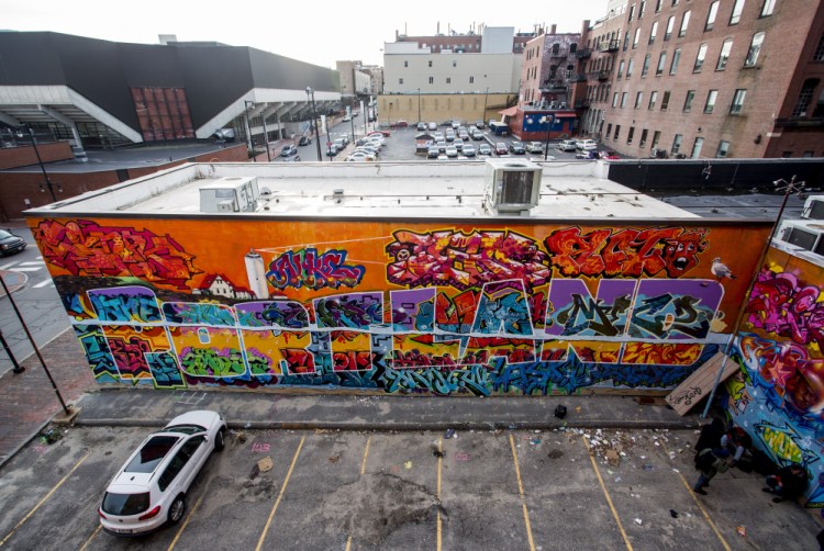 The east-facing wall of Asylum has been reserved for graffiti artists since the Portland club at Center and Free streets opened in 1997.