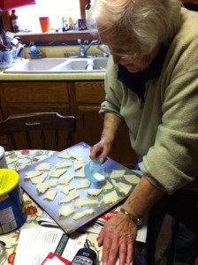  June Paulsen makes what she called "pie crust cookies" in this family photo.
