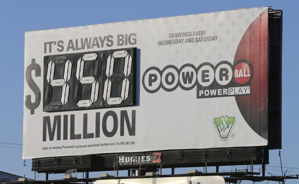 A billboard displays the estimated jackpot for the Powerball lottery in Richmond, Va., on Tuesday. Players will have a chance Wednesday night at the biggest lottery prize in nearly a year.